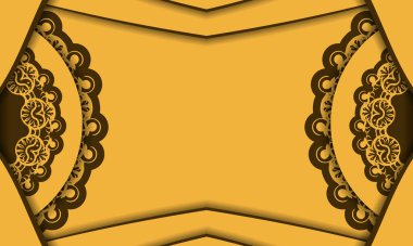 Logonuz altında tasarım için klasik kahverengi desenli sarı arkaplan