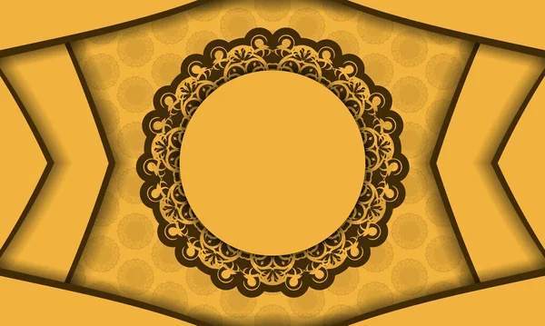 Gelber Hintergrund Mit Luxuriösem Braunem Muster Für Die Gestaltung Unter — Stockvektor