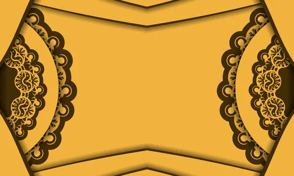Gelber Hintergrund Mit Braunem Vintage Muster Für Das Design Unter — Stockvektor