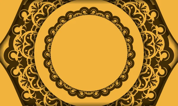 Żółte Tło Vintage Brązowy Wzór Projektowania Pod Logo — Wektor stockowy