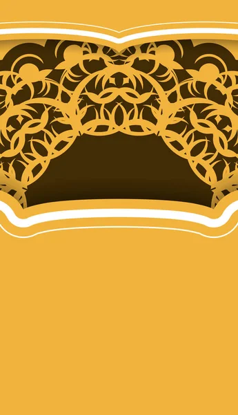 Фон Жовтого Кольору Розкішним Коричневим Орнаментом Дизайну Під Вашим Логотипом — стоковий вектор