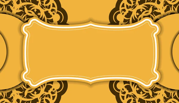 Желтый Фон Винтажным Коричневым Оттенком Дизайна Логотипом — стоковый вектор