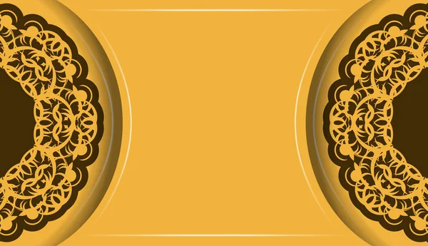 Κίτρινο Φόντο Vintage Καφέ Μοτίβο Και Θέση Για Λογότυπο Κείμενο — Διανυσματικό Αρχείο