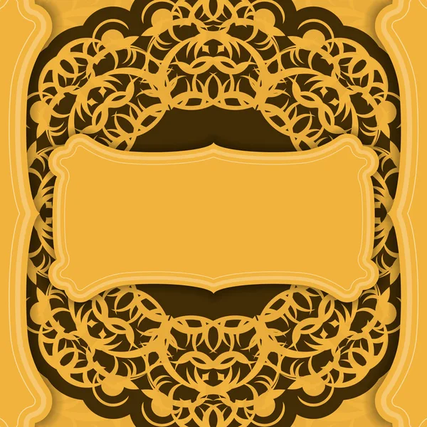 Gelber Hintergrund Mit Griechisch Braunem Muster Und Platz Für Logo — Stockvektor