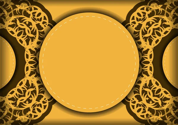 Modelo Cartão Postal Cor Amarela Com Ornamento Marrom Grego Para —  Vetores de Stock