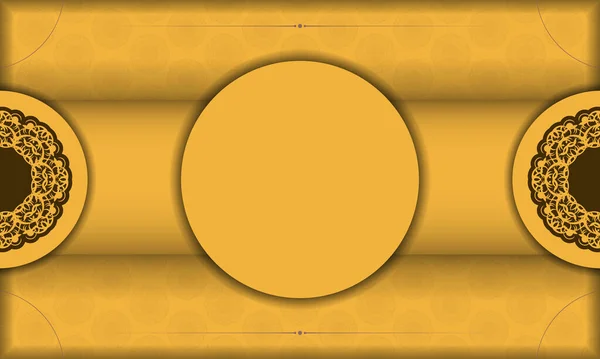 Hint Kahverengi Süslemeleri Logo Veya Metin Için Yer Içeren Sarı — Stok Vektör