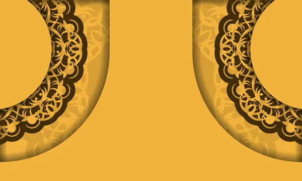 Fondo Color Amarillo Con Patrón Marrón Griego Para Diseño Bajo — Vector de stock