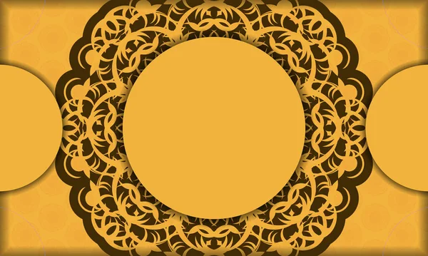 Tło Kolorze Żółtym Grecką Brązową Ozdobą Projektowania Pod Logo Lub — Wektor stockowy