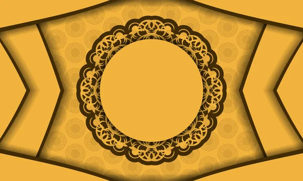 Żółte Tło Brązowym Wzorem Vintage Miejsce Logo Lub Tekst — Wektor stockowy