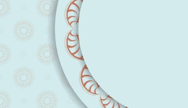Baner aquamarine rengi ve mandala mercan süsü. Metnin altında tasarım için.