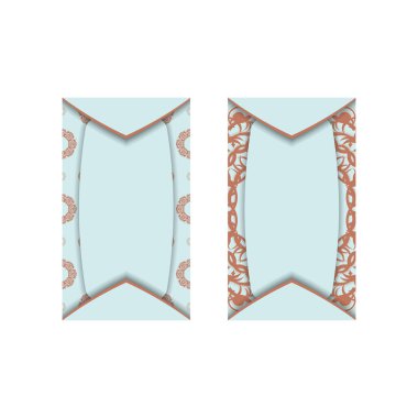 İşiniz için Yunan mercan süslemeleri içeren deniz mavisi kartviziti.