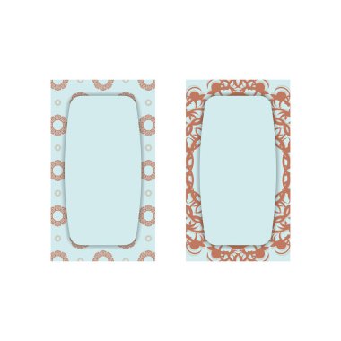 Markanız için Yunan mercan süslemeleri içeren deniz mavisi kartviziti.