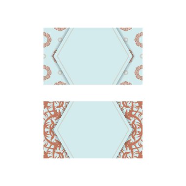 Markanız için klasik mercan desenli aquamarine kartviziti.