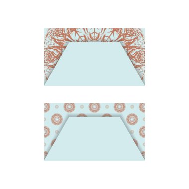 İşiniz için Yunan mercan süslemeleri içeren deniz mavisi kartviziti.