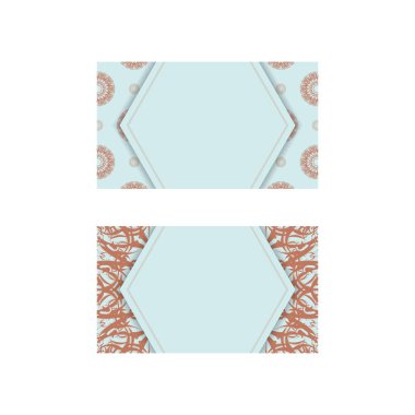 Markanız için Yunan mercan süslemeleri içeren deniz mavisi kartviziti.