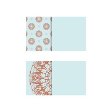 Kişiliğiniz için akuamarin Hint mercan desenli bir kartvizit..