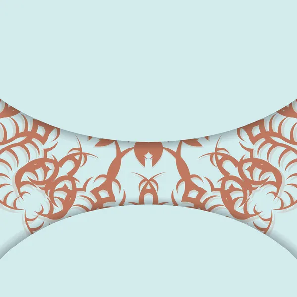 Aquamarine Card Mandala Coral Ornament Your Design — Stock Vector