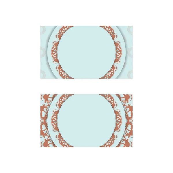 Vizitka Akvamarínové Barvě Indickými Korálovými Ozdobami Pro Vaši Značku — Stockový vektor