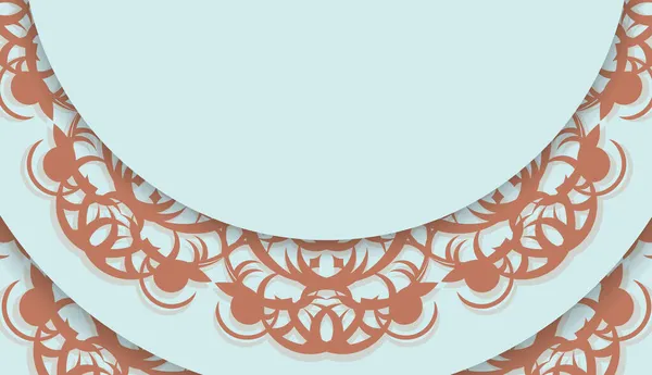 Аквамарин Винтажным Коралловым Узором Пространством Вашего Логотипа — стоковый вектор