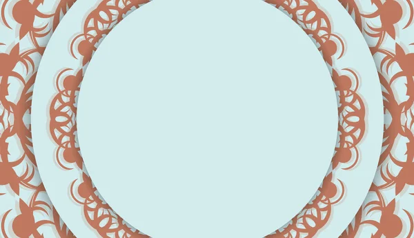 Baner Akvamarin Färg Med Korall Mönster Mandala Och Plats För — Stock vektor