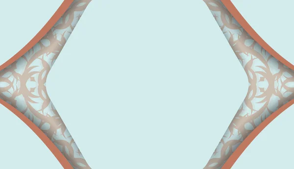 Банер Аквамариновом Цвете Старыми Коралловыми Орнаментами Местом Вашего Логотипа — стоковый вектор
