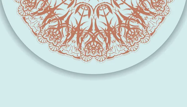 Банер Аквамариновому Кольорі Індіанським Кораловим Орнаментом Дизайну Під Логотипом Або — стоковий вектор