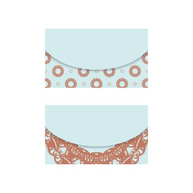 Temaslarınız için mandala mercan desenli aquamarine renkli kartvizit.