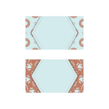 Markan için mandala mercan desenli Aquamarine kartviziti..