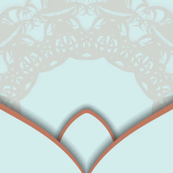 Брошура Аквамаринового Кольору Індійським Кораловим Візерунком Готова Друку — стоковий вектор