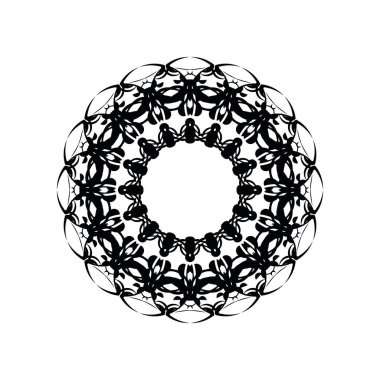 Mandala yuvarlak. Siyah ve beyaz doğuya özgü desen. Etnik motif. Boyama. Dövme şablonu, kına süsü. Psikedelik vektör.