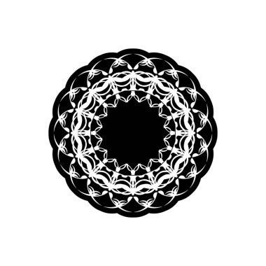 Dekoratif sınır yuvarlak çerçeve, siyah ve beyaz daire süsleme sanat deseni, tasarım seramik, kart, davetiye, düğün, tabak, bayrak, selamlama, dantel, vektör