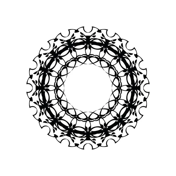 Mandala Redondo Patrón Oriental Blanco Negro Motivo Étnico Colorear Plantilla — Vector de stock