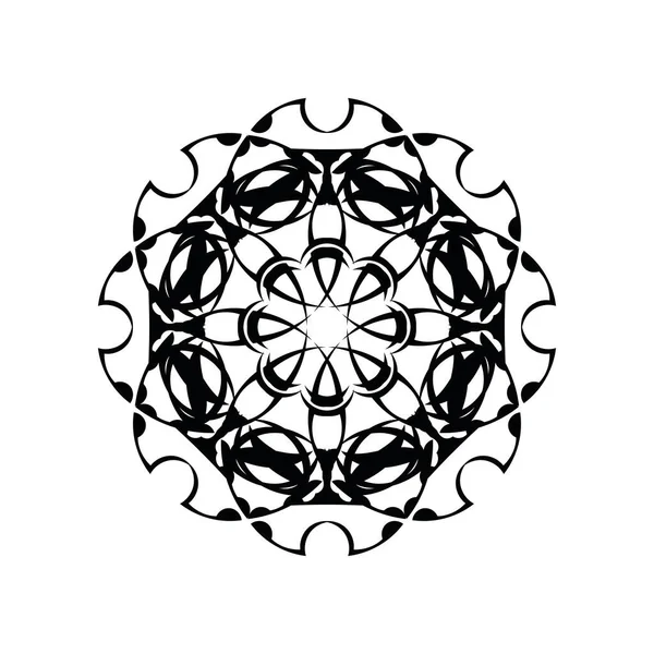 Mandala Black White Oriental Pattern Ethnic Motif Coloring Tattoo Template — Stock Vector