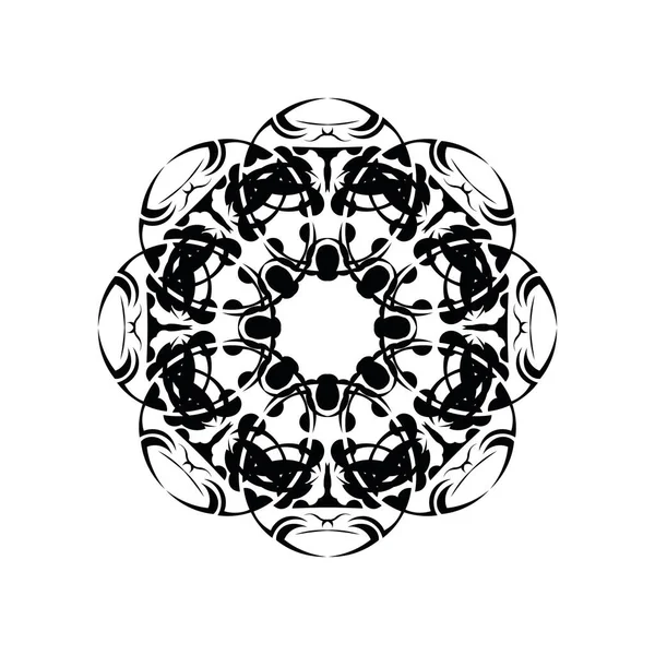 Rond Mandala Zwart Wit Oosters Patroon Etnisch Motief Kleurstoffen Tattoo — Stockvector