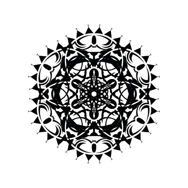 Rundes Mandala Schwarz Weißes Orientalisches Muster Ethnisches Motiv Malvorlagen Tätowiervorlage — Stockvektor