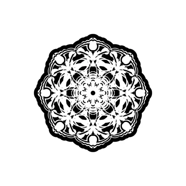 Cadre Rond Bordure Décorative Modèle Ornement Cercle Noir Blanc Art — Image vectorielle