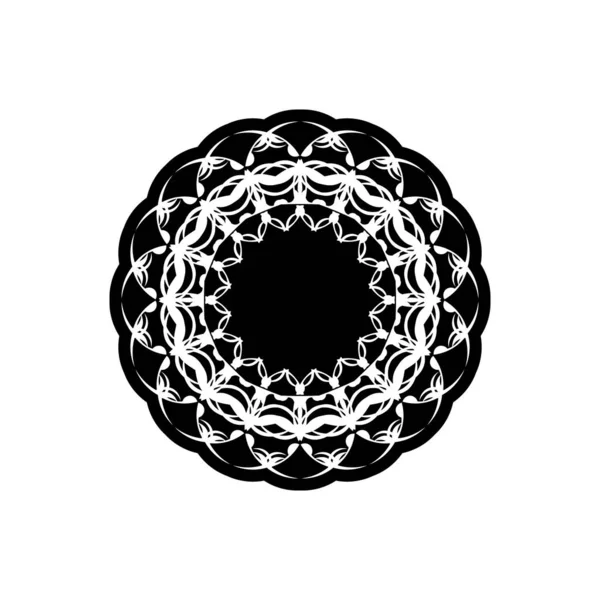 Marco Redondo Borde Decorativo Negro Blanco Círculo Ornamento Plantilla Arte — Archivo Imágenes Vectoriales