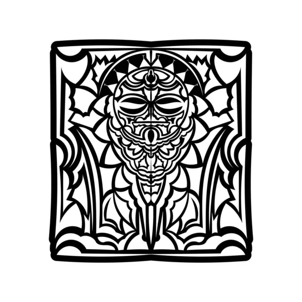 マオリ族の伝統的な仮面 ポリネシアのタトゥースタイルのマスク ベクターイラスト — ストックベクタ