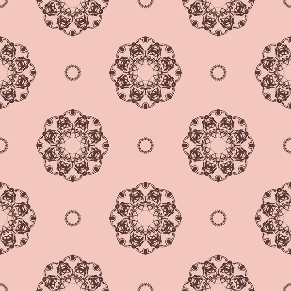 オーナメントとピンクのヴィンテージシームレスなテクスチャ デザイン要素 装飾的な背景 絶妙な花の壁紙の装飾 ピンクの背景に伝統的な装飾 — ストックベクタ