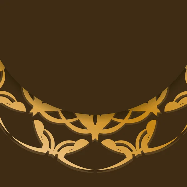 Коричнева Листівка Індійськими Золотими Прикрасами Вашого Дизайну — стоковий вектор