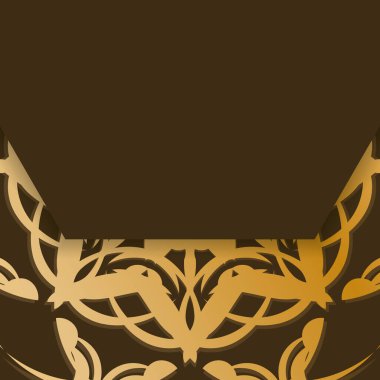 Kahverengi tebrik kartı ve tipografi için hazırlanmış Hint altınları..