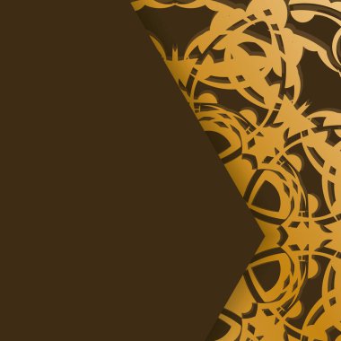 Altın mandalalı kahverengi broşür tipografi için hazırlandı..