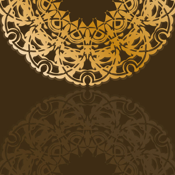 Brown flyer with Indian gold pattern is ready for print.