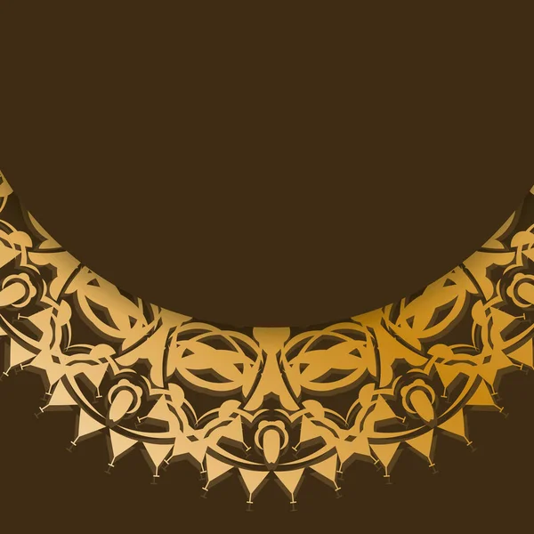 Брошюра Коричневого Цвета Старинным Золотым Орнаментом Вашего Дизайна — стоковый вектор