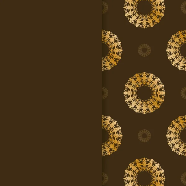 Брошюра Коричневом Абстрактными Золотыми Орнаментами Подготовленными Типографии — стоковый вектор