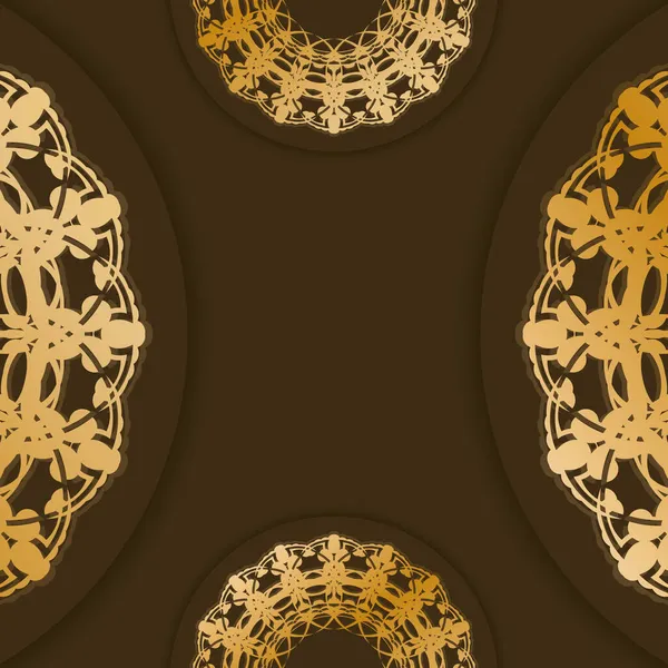 Брошура Коричневого Кольору Абстрактним Золотим Візерунком Вашого Дизайну — стоковий вектор