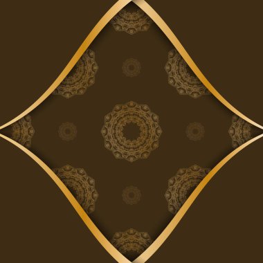 Kartpostalda Yunan altın desenli kahverengi ve basılmaya hazır..