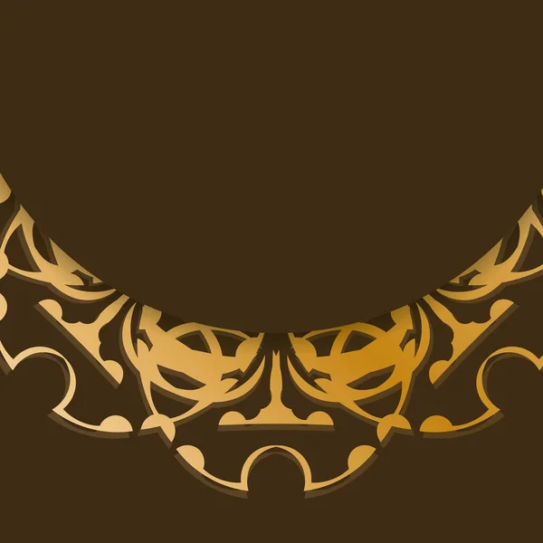 Коричнева Листівка Золотим Орнаментом Мандали Вашого Дизайну — стоковий вектор