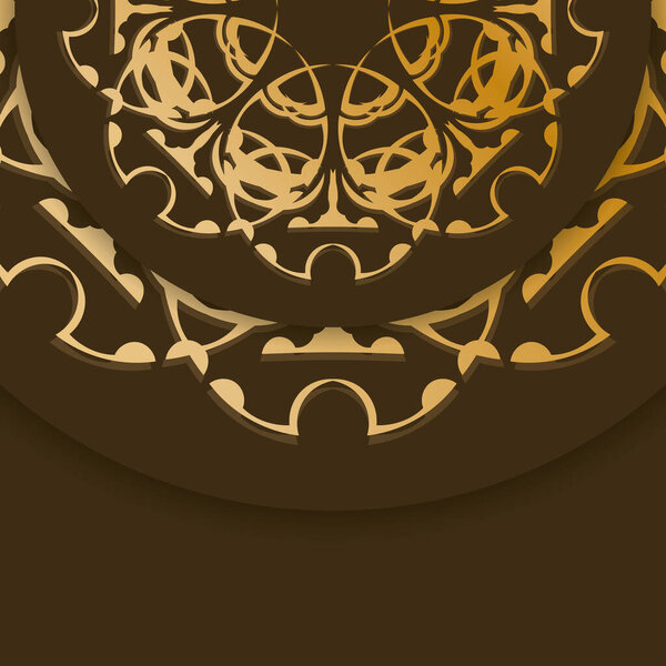 A brown postcard with an antique gold pattern prepared for typography.