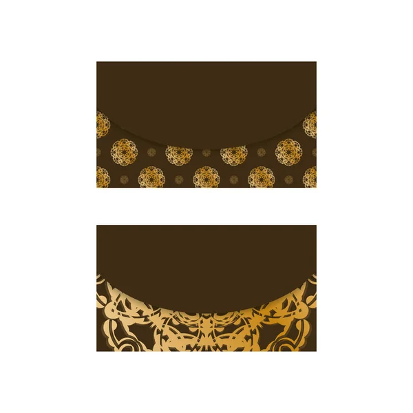 Visitekaartsjabloon Bruine Kleur Met Luxe Gouden Ornamenten Voor Persoonlijkheid — Stockvector